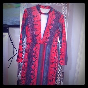 Deep V-Neck Multi-colored Dress